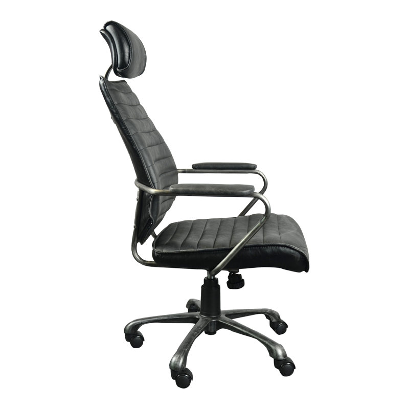 Genuine Leather Executive Chair, Black Genuine Leather