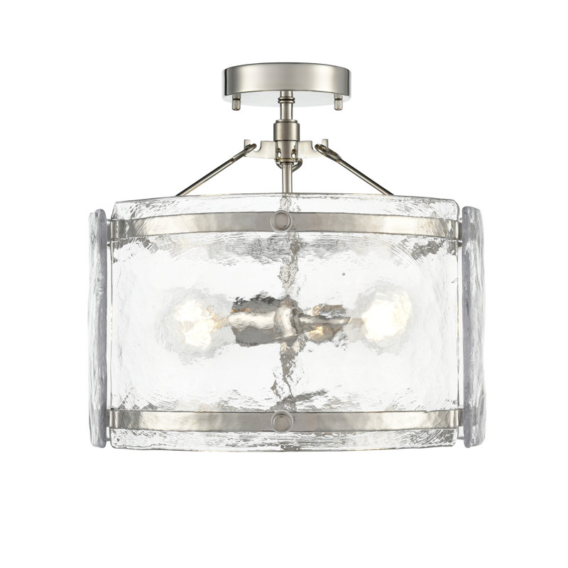 Plafonnier semi-encastré 2 lumières Bennetti, Nickel poli