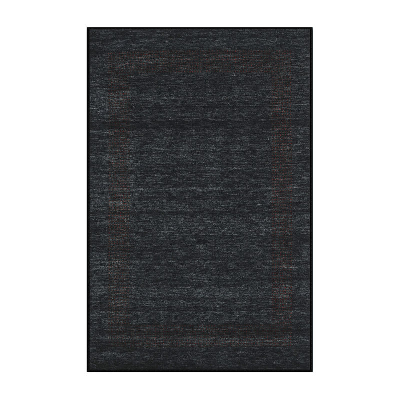 Tapis noir contemporain Ladetto, Rectangle 5 pi x 7 pi