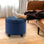 2 Piece Genuine Leather Tufted Round Storage Footstool Ottoman Set -525556821