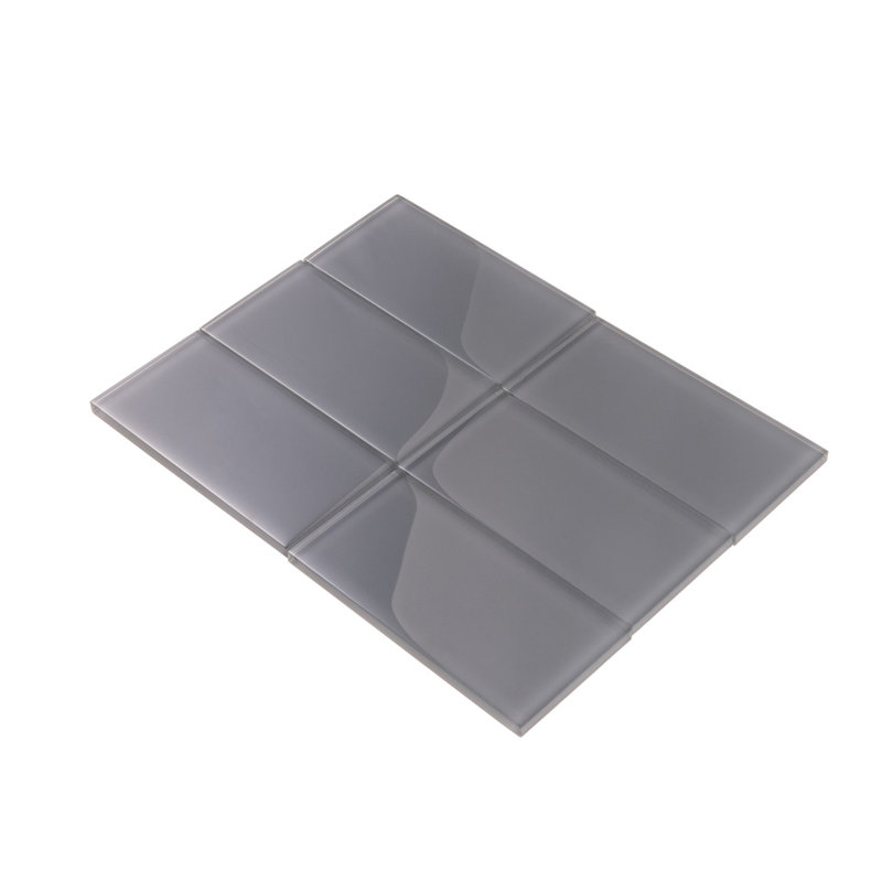 3"X 6" Polished Glass Subway Tile, Dark Gray