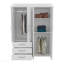 Armoire réglable, tringles, armoire à deux portes, trois tiroirs, deux tablettes blanches