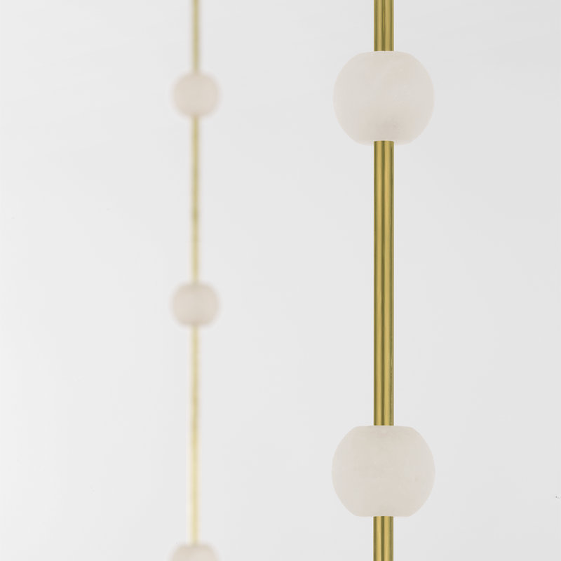 Anne-Marie Barton Marcell 56" Linear Chandelier with Alabaster, Antique-Burnished Brass