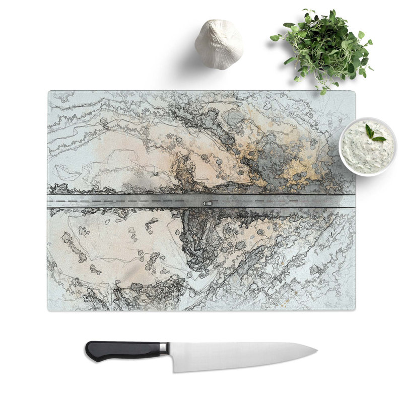 Tempered Glass All Alone in the Desert Chopping Board, 39 cm W x 28.5 cm L