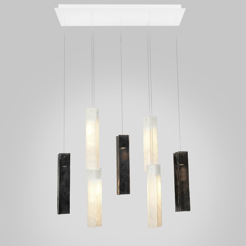 7 - Light LED Pendant, White/Black, 12