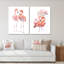 Flamants roses sur fond blanc II - ensemble d'art traditionnel de 2 pièces-1402385379