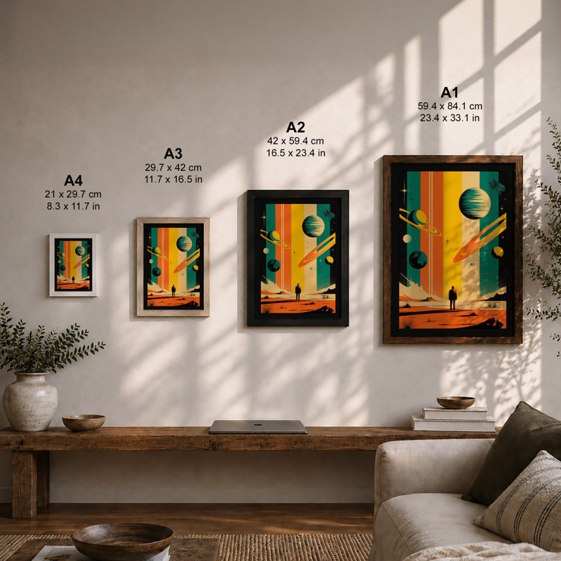 Desert Under Stars Retro - Framed Print, A3 - 42.0 x 29.7 cm, Unframed