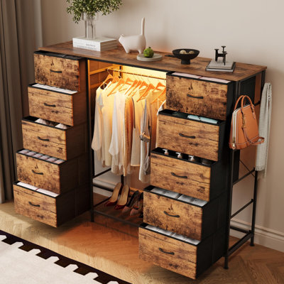 55" W 2-in-1 Dresser with Hanging Rack