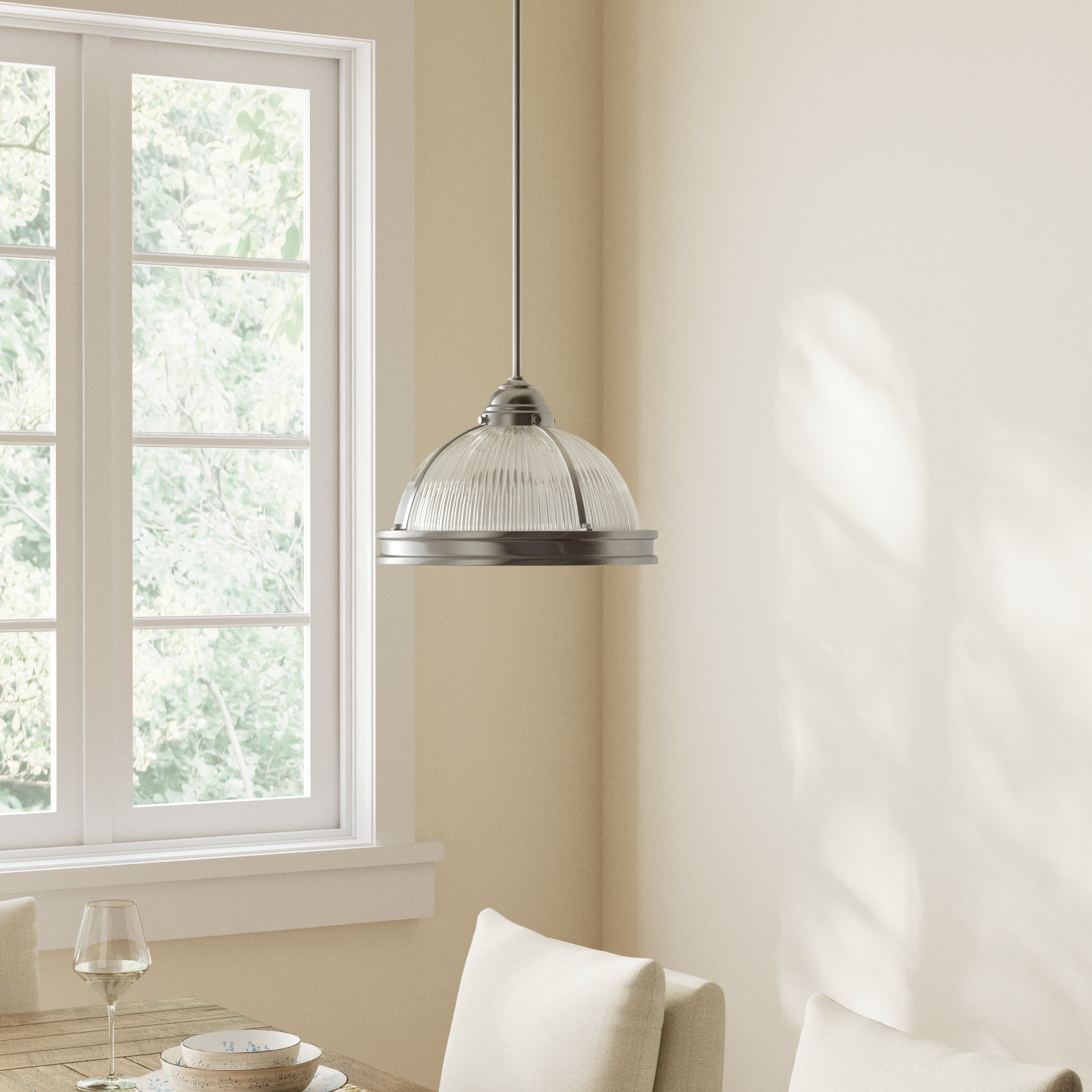 Ainsley 2 Light Glass Dimmable Pendant, Brushed Nickel, Not Included