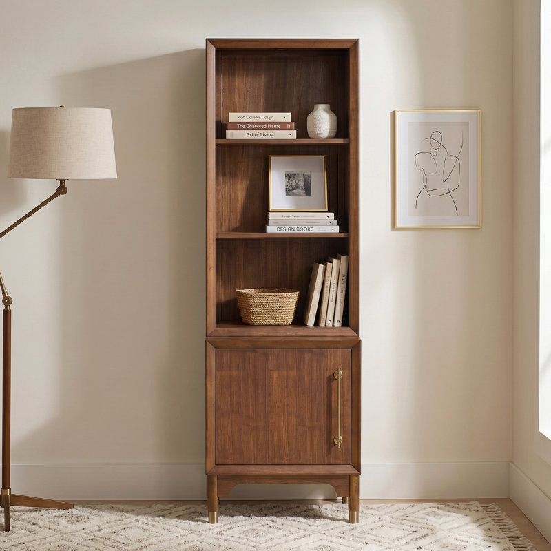 Bibliothèque en bois massif avec lumière DEL H 79 "x l 24" Miloe, Oui