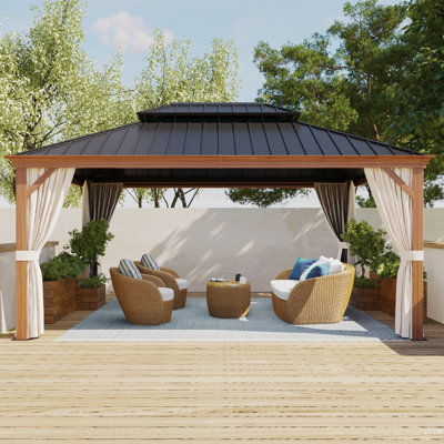 16 Ft. W x 12 Ft. D Steel Patio Gazebo