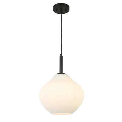 1- Light Modern Ribbed Glass Pendant Light