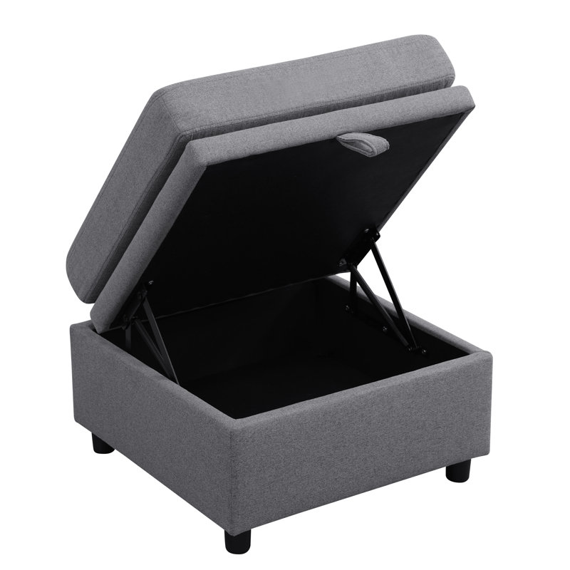 Dark Grey Sackcloth Storage Ottoman