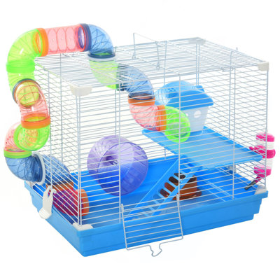 18" 2-Tier Hamster Cage With Wheel And Water Bottle
