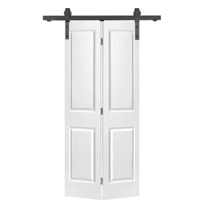 Paneled MDF Composite Bifold Barn Door with Installation Hardware Kit