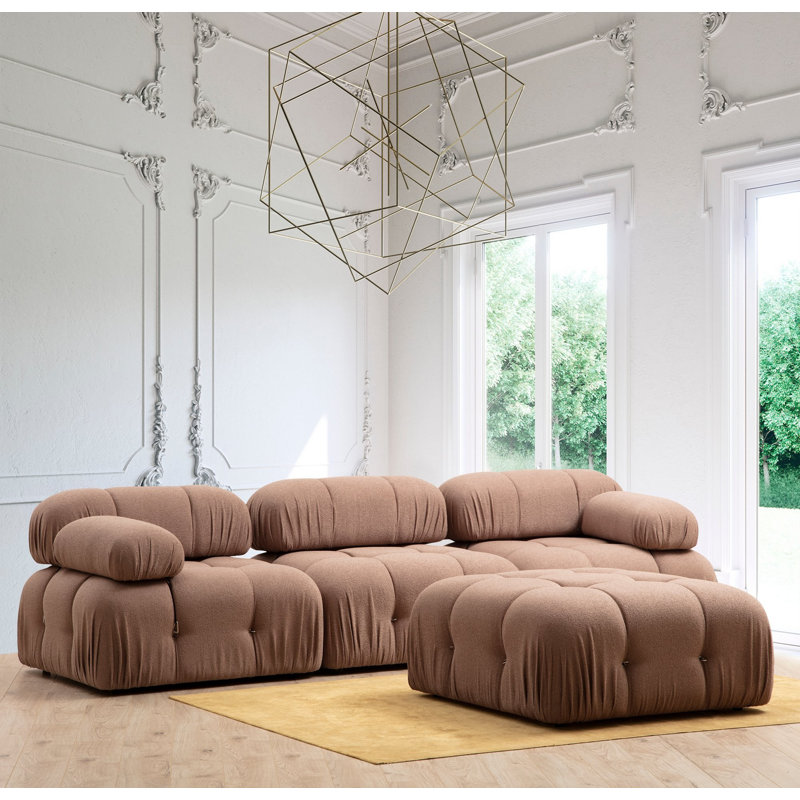 Élégant canapé 1 place, brun uni, 37,4 x 37,4 x 29,5 pouces | Structure en bois de hêtre et en carton, tissu 100% polyester, 28 mousses en mousse pour plus de confort | Dossier et accoudoirs détachables, unités modulaires personnalisables, parfaites