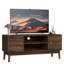 Meuble télé 43,31 po style Mid-Century pour téléviseur 32/45 po, rangement, gestion des câbles, noyer