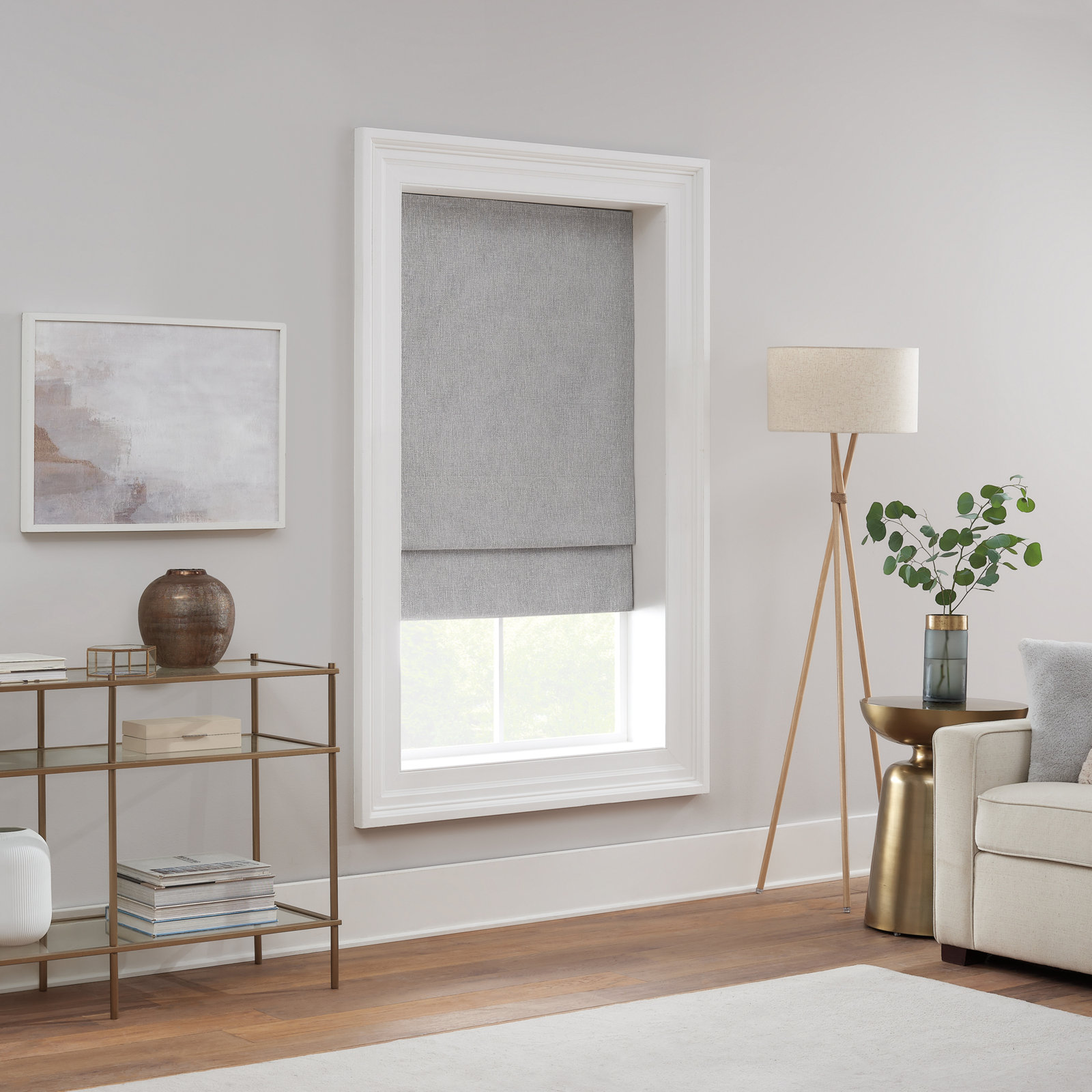 Eclipse Drew Blackout Roman Shade, 31"W x 64"L, Smoke