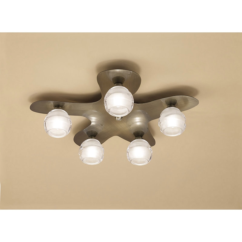 Clarabella 5-Light 110cm Flush Mount, Antique Brass