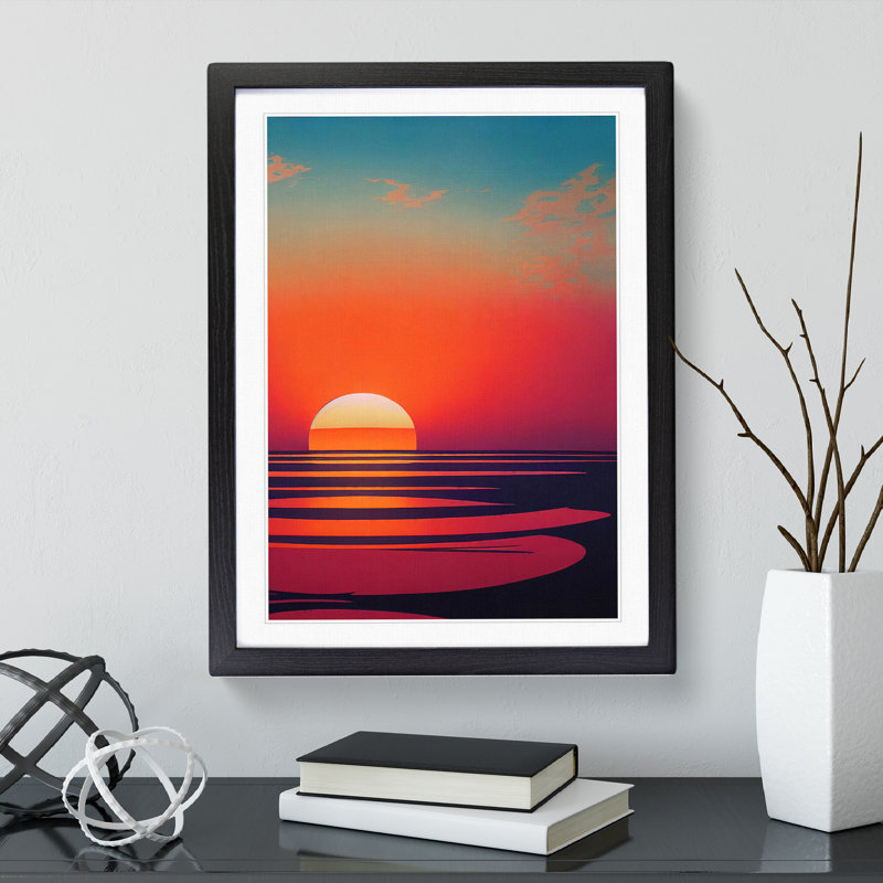 Unforgettable Sunset View - Wall Art, Black Picture Frame, 66cm H x 48cm W, White