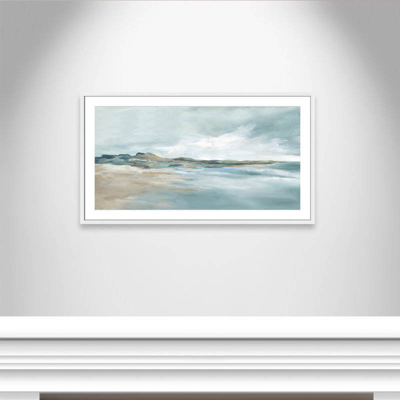 Imprimé Sandpoint par Carol Robinson, H 23,5 po x l 41,5 po x P 1,25 po, Blanc, Reproduction encadrée avec passe-partout
