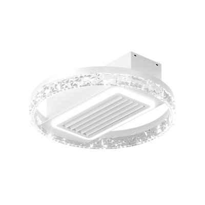 Ventilateur de plafond sans lame à DEL de 20 po avec télécommande - plafonnier encastré moderne avec circulation d'air et luminosité réglable pour le salon, la salle à manger ou la chambre à coucher, moteur silencieux / 6 vitesses / courant contin