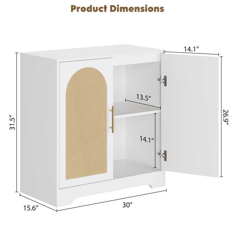 39.6cm Sideboard, White/Natural