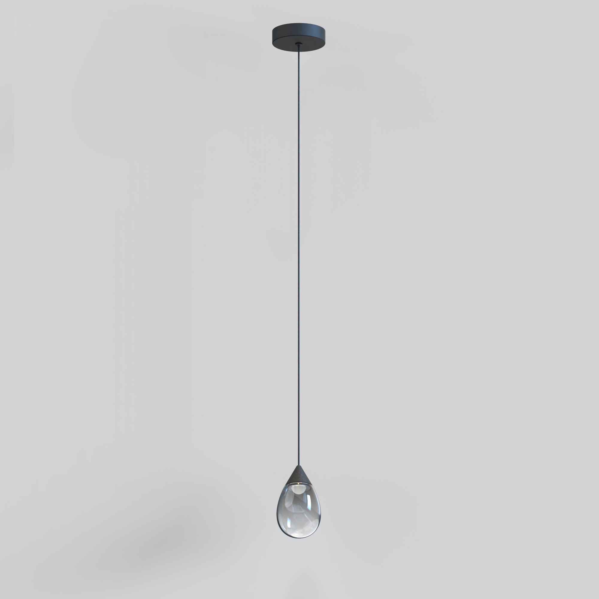 Aliceann Single Light Glass Dimmable Pendant, Smoke, Matte Black