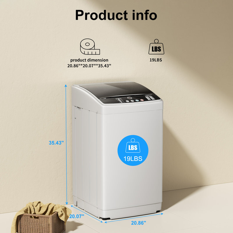 Compact Washer and Dryer Set,19LBS Portable Full-Automatic Washing Machine with Drain Pump & 13LBS Compact Dryer with Stainless Steel Inner Tub