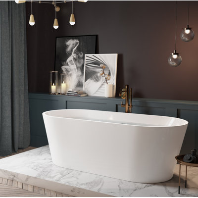 67" x 31" Freestanding Soaking Fiberglass Bathtub