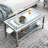 Rectangular Coffee Table with Glass Table Topand Shelf