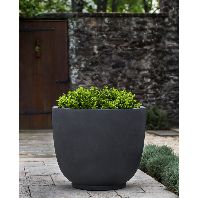 Meola Fiberglass Pot Planter, Lead Lite, Set of 5, 23.5" H x 27.5" W x 27.5" D