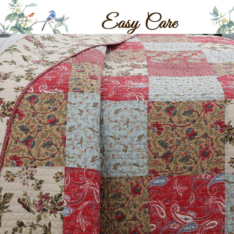 Rosalie Cotton Patchwork Quilt, Queen Quilt + 2 Shams
