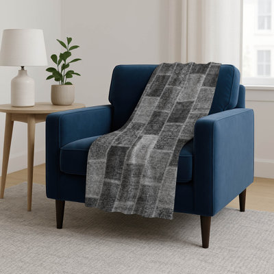 Addison Machine Washable Sherpa ASB772 Patchwork Throw Blanket