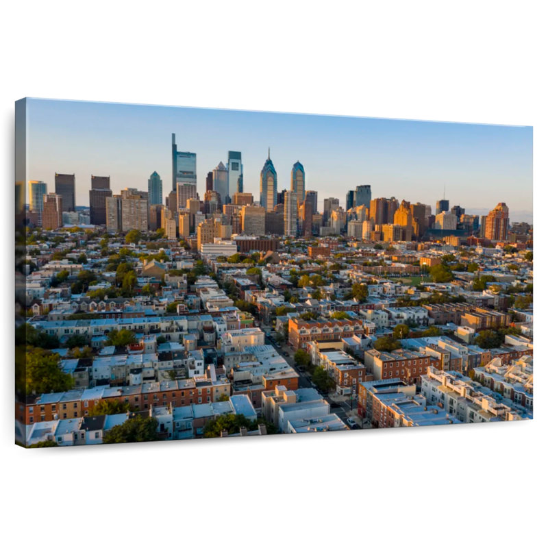 Coucher de soleil au centre-ville de Sireci, Philadelphie, H 34 po x l 51 po