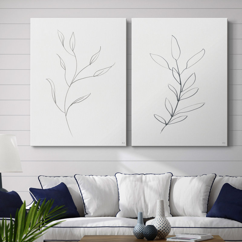 «Botanical Gesture I», ensemble de 2 reproductions, Pas de tapis, H 40 po x l 60 po x P 1 po, Toile tendue