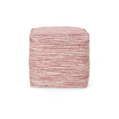 Pouf carré en coton, rouge et blanc