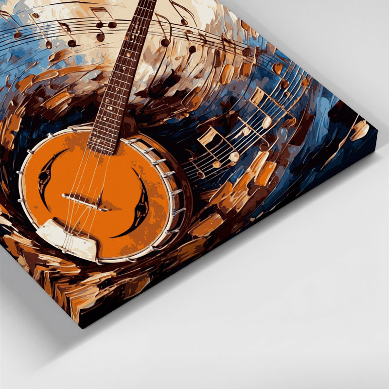 «Music Banjo», toile mauve, H 16 po x l 20 po