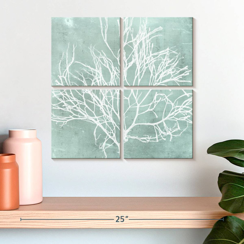 Algue Brampt sur turquoise II, H 18 po x l 18 po