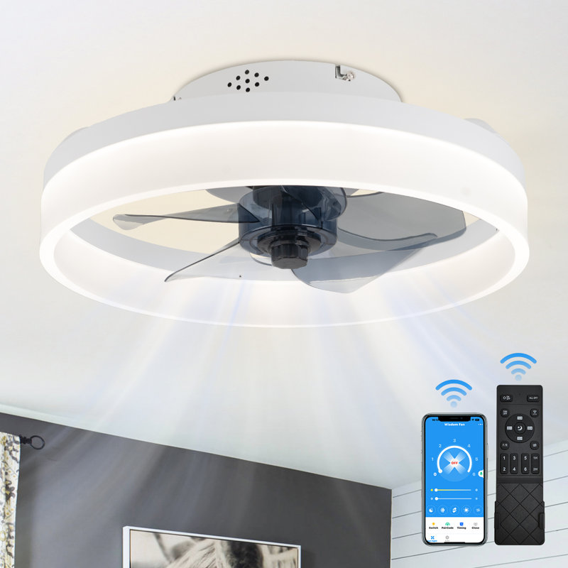15.7 In Indoor Bedroom Flush Mount Ceiling Fan With Light