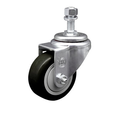 3.5 Inch SS Polyurethane Wheel Swivel 12mm Threaded Stem Caster SCC
