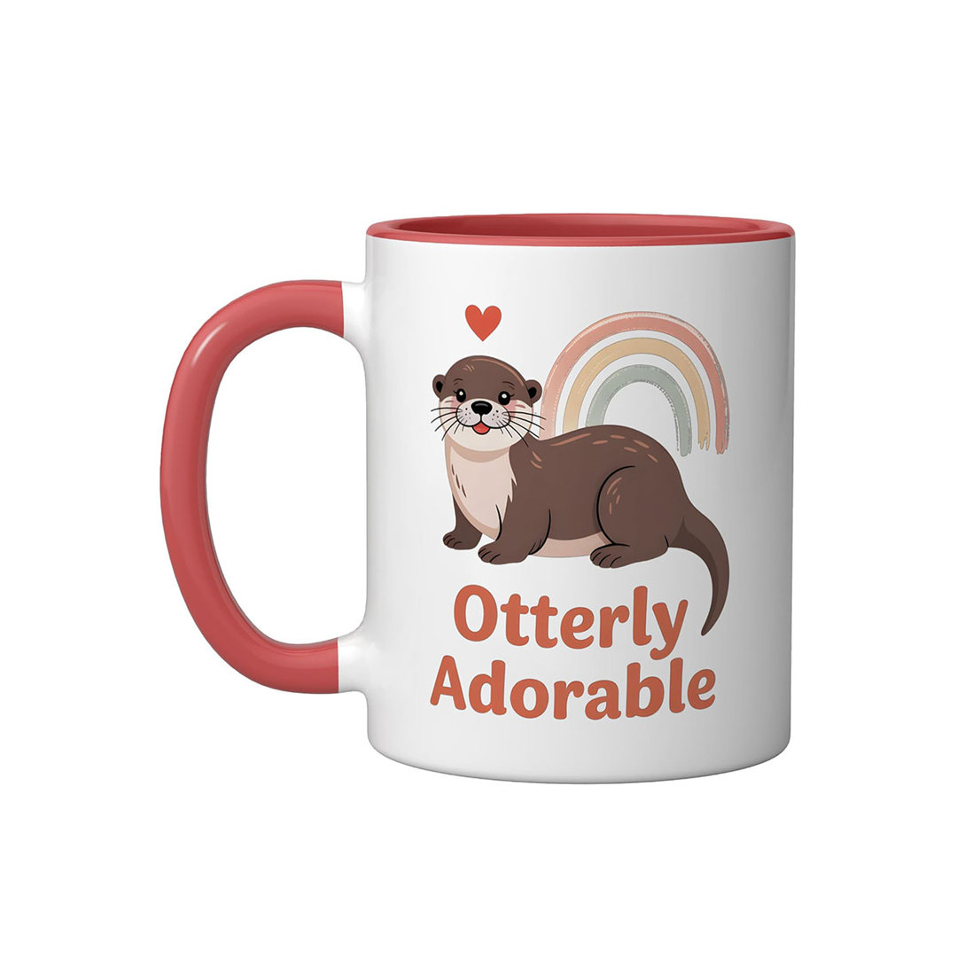 Otterly Adorable Cute Otter Gift Funny Animal Ceramic Mug, Orange/White