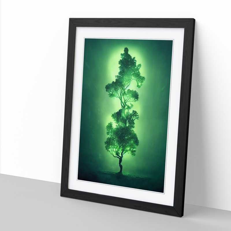 Tree Cyberpunk - Single Picture Frame Print, Black, 64cm H x 46cm W x 2cm D