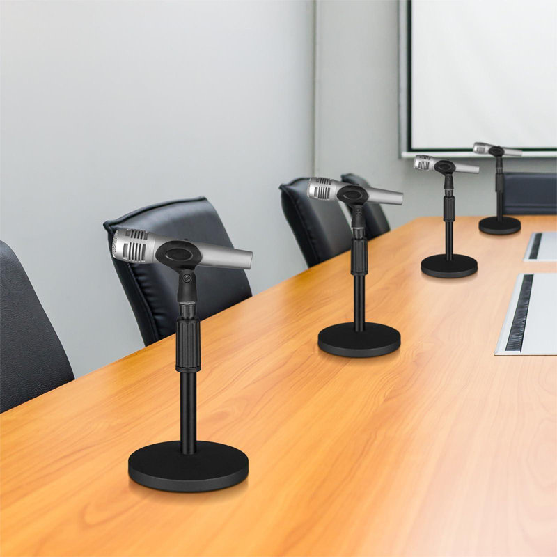 Support de microphone réglable pour bureau: support pour bras de micro avec 2 pinces et support de table en métal renforcé avec adaptateur de vis de 3/8 po à 5/8 po pour scène de mariage chantante noire
