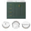Ensemble de meuble-lavabo sur pied 36 po avec lavabo en céramique 36 po, ensemble de meuble-lavabo autoportant, cadre en bois massif, vert