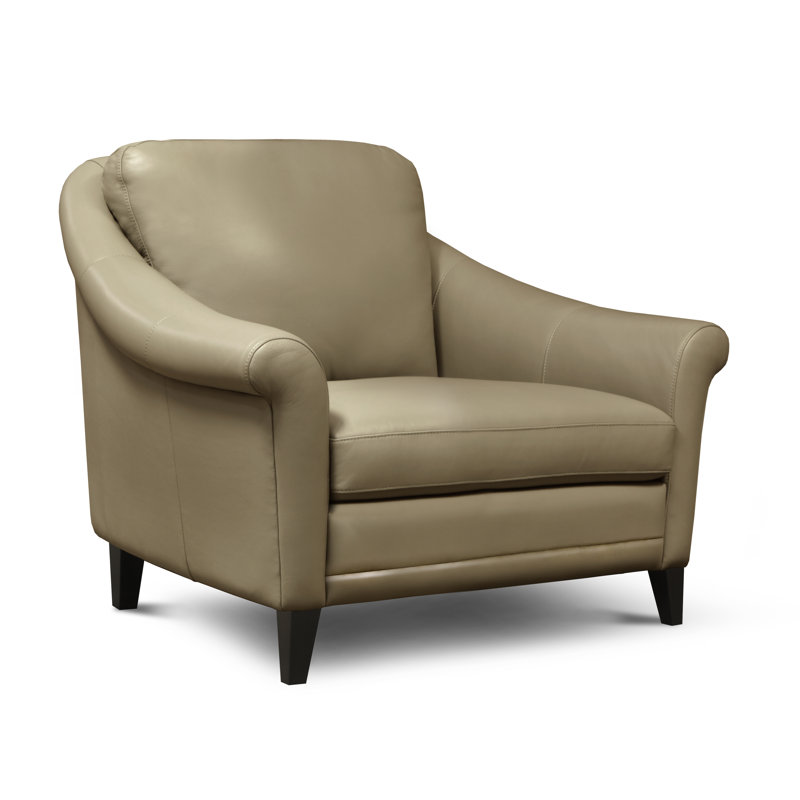 Odine Armchair, Beige Genuine Leather