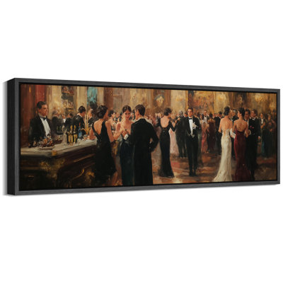 Luxurious Vintage Ballroom Scene - Pictures Extra Large Framed Canvas Print Wall Art