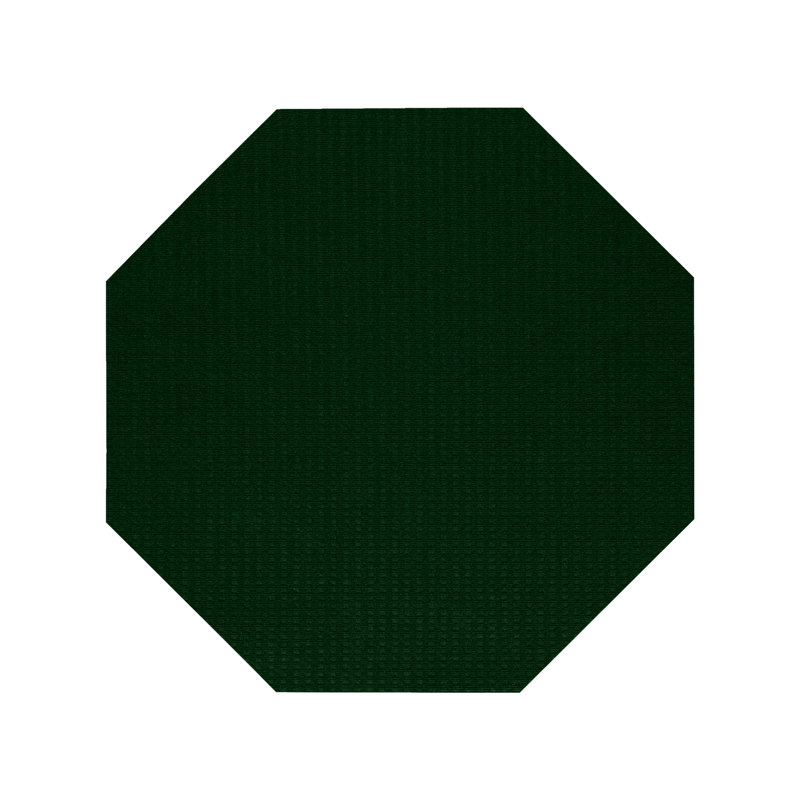 Tapis d'intérieur / extérieur tissé à la machine de couleur unie vert forêt, Octogone 6 po