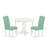 3 Piece Dining Room Table Set Contains a Round Kitchen Table and 2 Pond Faux Leather Upholstered Parson Chairs, 42x42 Inch, Linen White-269752156-352884052