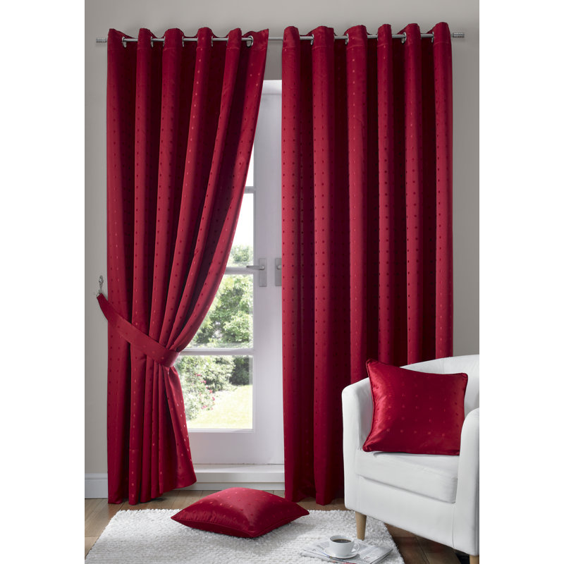 Norush Madison Eyelet Ring Top Curtains, Red, 228 W x 228 D cm